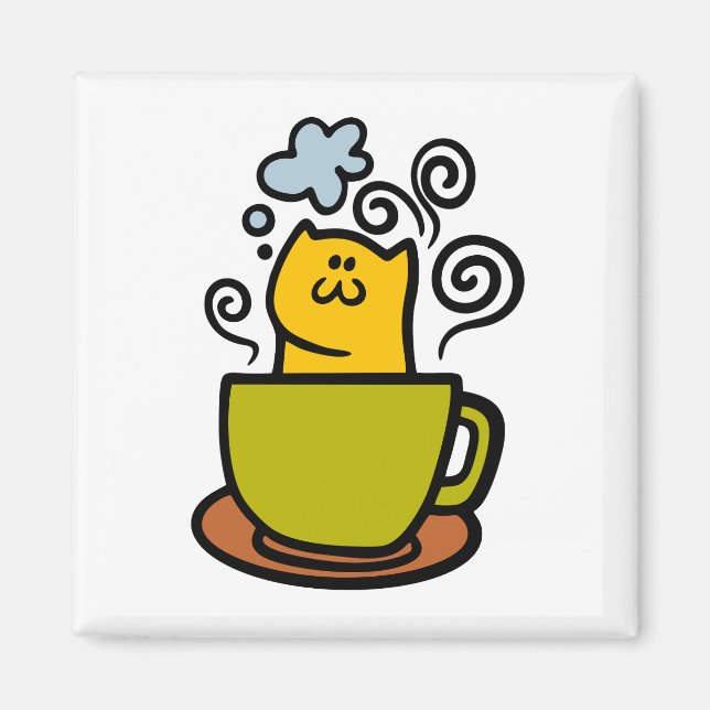 Kätzchen in einer Kaffeetasse Magnet (Vorne)