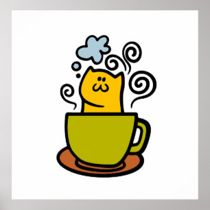 Kätzchen in einer Kaffeetasse Poster