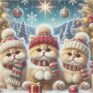 Kätzchen in festlicher Weihnachtsdekoration und Sc Aufkleber