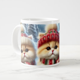Kätzchen in festlicher Weihnachtsdekoration und Sc Jumbo-Tasse
