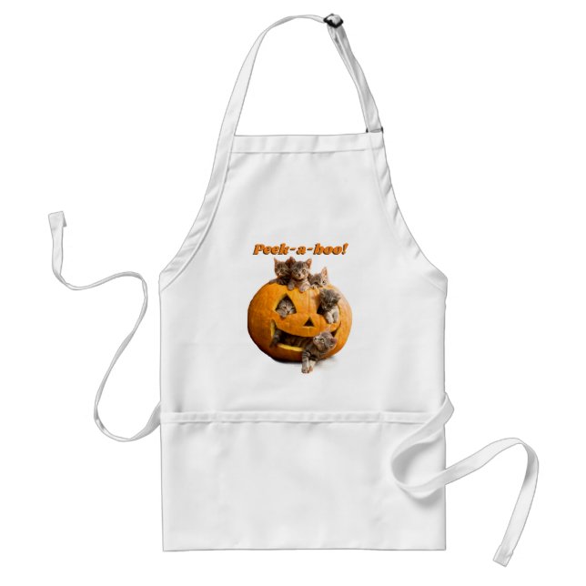 Kätzchen in Jack-o-Lantern Schürze (Vorne)