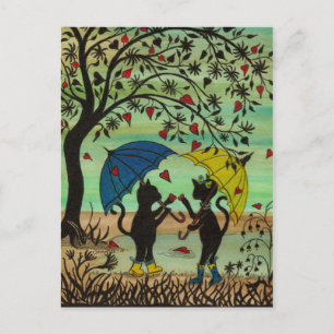 Kätzchen in Liebe, Regendusche aus den Herzen Post Postkarte