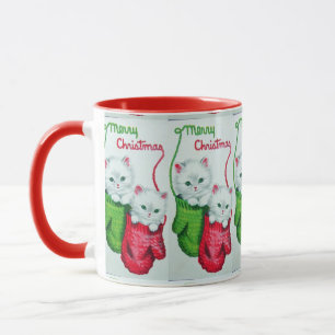 Kätzchen in Mänteln Frohe Weihnachten Tasse