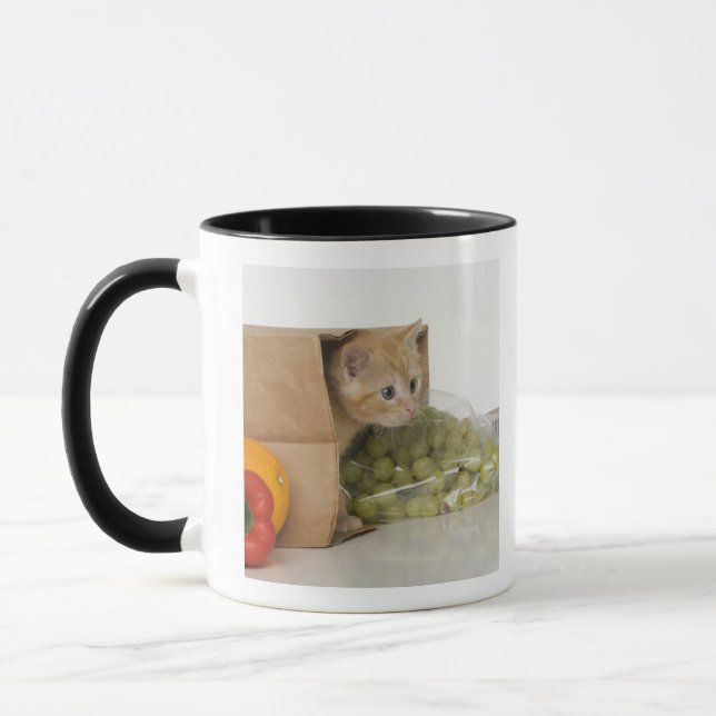 Kätzchen innerhalb der Einkaufstüte Tasse (Links)