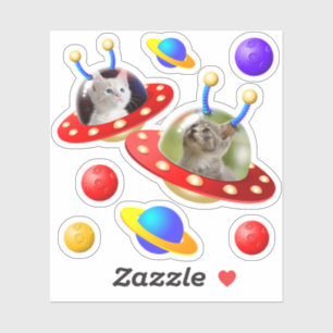 Kätzchen-Katzen in der UFOs Aufkleber