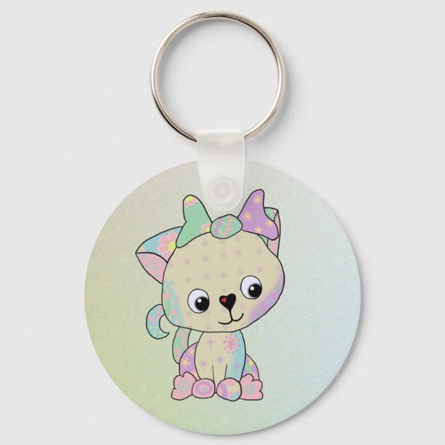 Kätzchen kunterbunt schlüsselanhänger (Vorderseite)