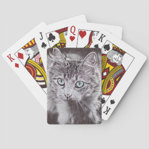 Kätzchen Liebe Niedliche Katzenkatze mit leuchtend Spielkarten