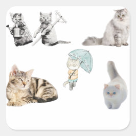 Kätzchen Liebe phantastische Katzen Packung Quadratischer Aufkleber