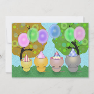 Kätzchen mit Balloons Geburtstagsparty Einladung
