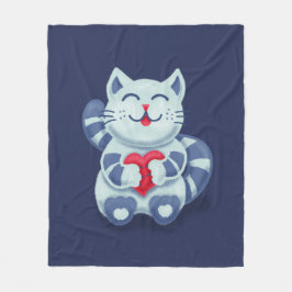 Kätzchen mit Herz in Liebe Niedliche blaue Katze Fleecedecke