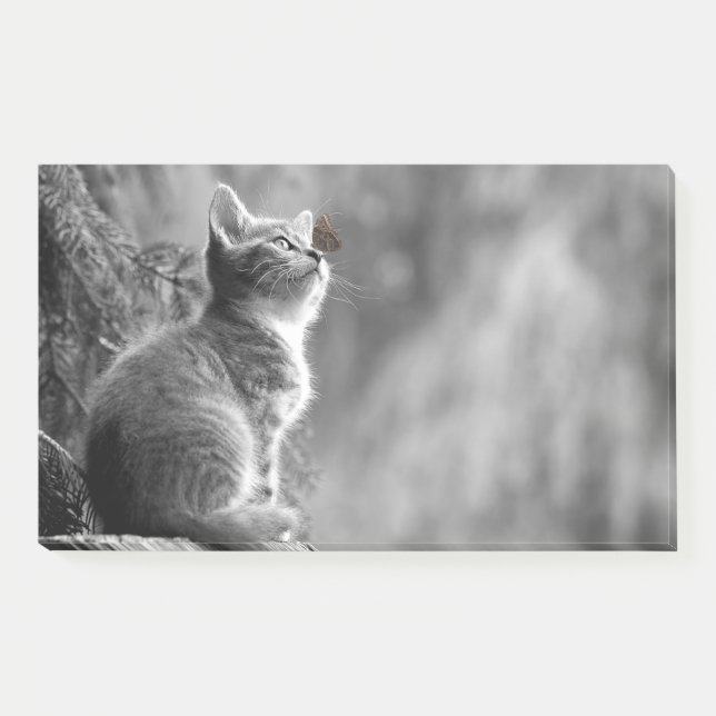 Kätzchen mit Schmetterlingsfreund Post-it Klebezettel (Vorderseite)