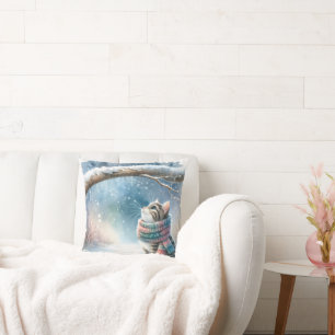 Kätzchen mit Winterskarf Kissen