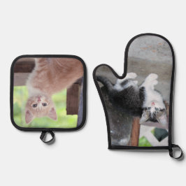 Kätzchen Ofenhandschuh & Topflappen-Set