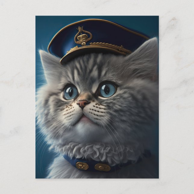 Kätzchen-Pilot-Kapitän Postkarte (Vorderseite)