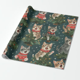 Kätzchen singen O'Christmas Tress in Sweaters Geschenkpapier