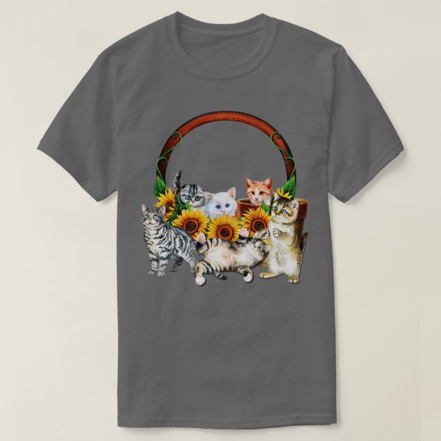 Kätzchen Sonnenblumen T-Shirt (Design vorne)