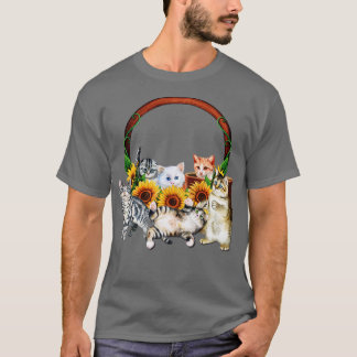 Kätzchen Sonnenblumen T-Shirt