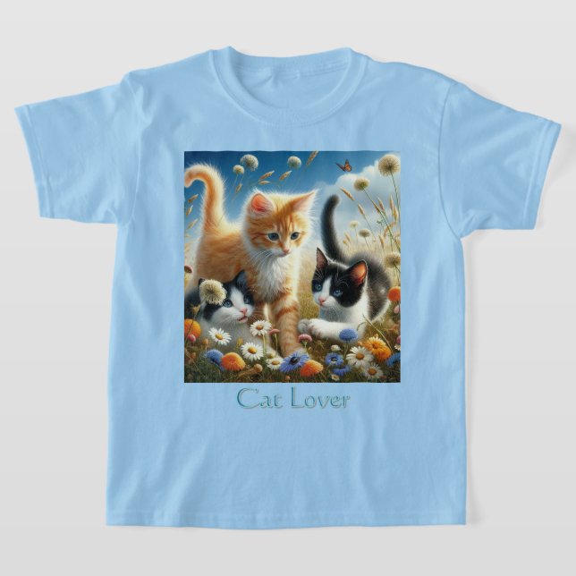 Kätzchen spielen im Garten Katze Lover T-Shirt (Ablage )
