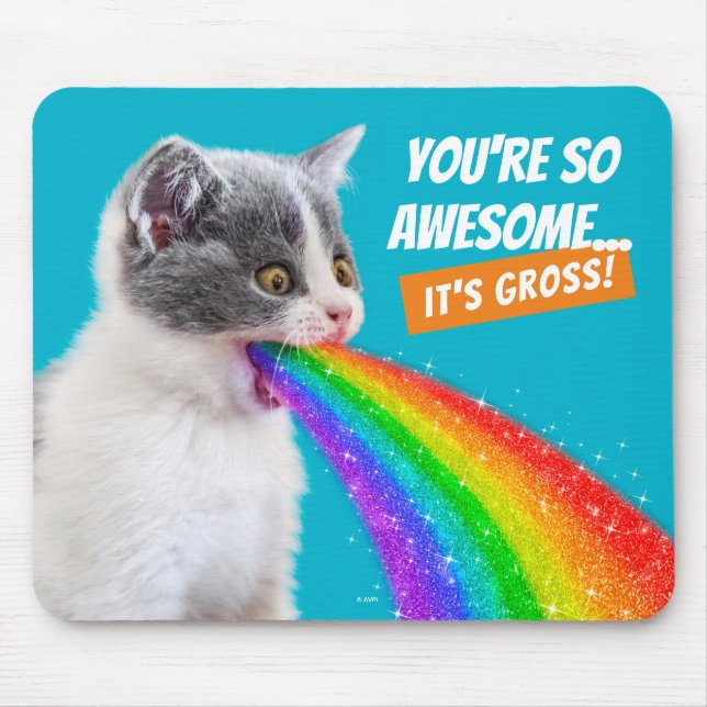 Kätzchen spuckt Regenbogen auf Mousepad (Vorne)