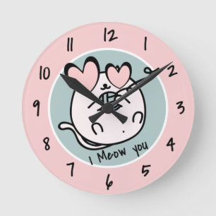Kätzchen Uhren, Kinderzimmer, Tier Mädchen Kitty S Runde Wanduhr
