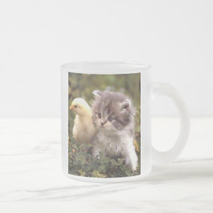 Kätzchen-und Baby-Küken-Tasse Mattglastasse