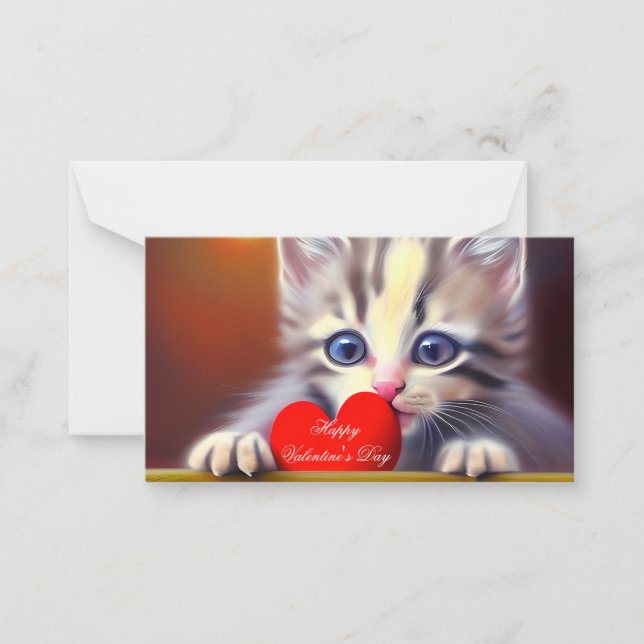 Kätzchen und Herzkinder Valentine Mitteilungskarte (Vorderseite)