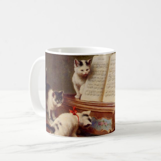 Kätzchen und Klavier Kaffeetasse (Vorderseite Links)