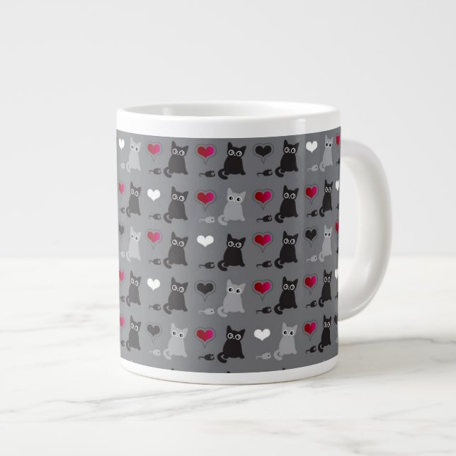 Kätzchen- und Mäusemuster Jumbo-Tasse (Vorderseite Rechts)