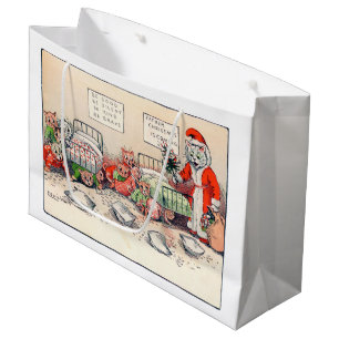 Kätzchen und Santa Cat, Louis Wain große Geschenkt Geschenktüte