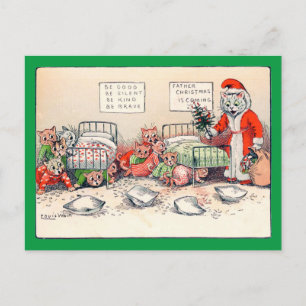 Kätzchen und Santa Cat, Louis Wain Postcard Postkarte
