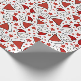 Kätzchen und Weihnachtsmannmützen Weihnachtsmuster Geschenkpapier