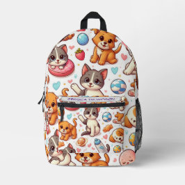 Kätzchen und Welpenmuster personalisierte Kinder Bedruckter Rucksack
