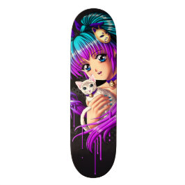 Kätzchen und Zopf Manga Mädchen Skateboard