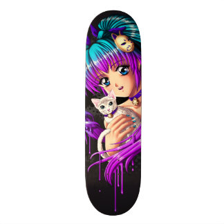 Kätzchen und Zopf Manga Mädchen Skateboard
