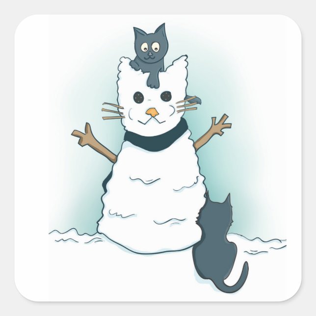 Kätzchen Weihnachten Schneekatze Winter machen Quadratischer Aufkleber (Vorderseite)
