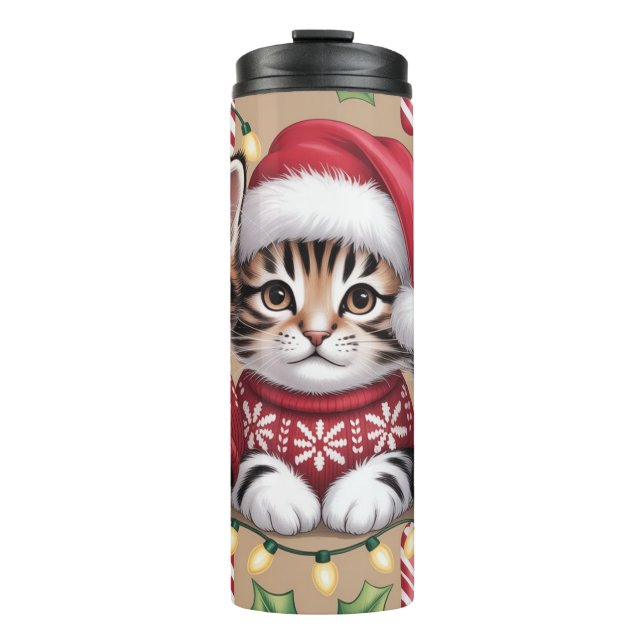 Kätzchen-Weihnachts-Sortiment Thermosbecher (Vorderseite)