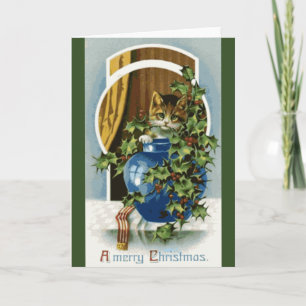 Kätzchen-Weihnachtskarte Feiertagskarte