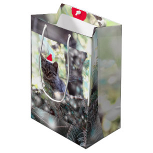 Kätzchen Weihnachtszeit Geschenktasche - Mittel, M Mittlere Geschenktüte