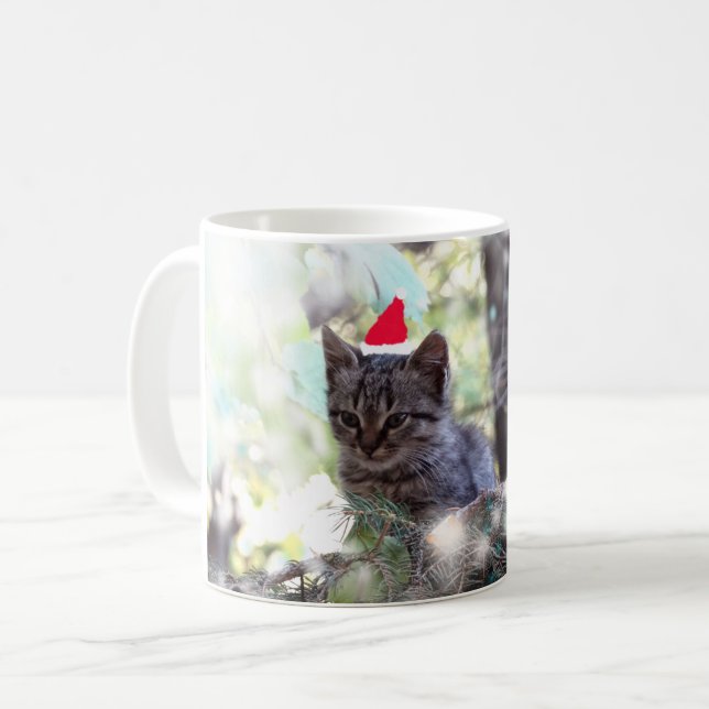 Kätzchen-Weihnachtszeit klassische weiße Tasse (Vorderseite Links)