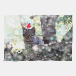 Kätzchen Weihnachtszeit Teetuch 40,6 cm x 61 cm Geschirrtuch