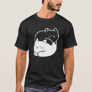 Kätzchen Yin Yang Symbol Süße Katze Yoga Buddhist T-Shirt