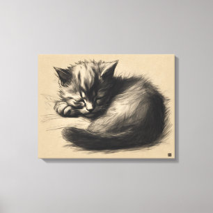 Kätzchen Zeichnend überzogene Canvas Print Leinwanddruck