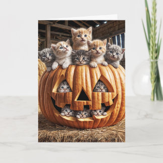 Kätzchen zu Halloween Pumpkin Karte