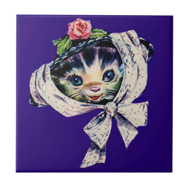 Kätzchenkatze in einem Kätzchen Fliese (Vorderseite)