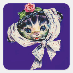 Kätzchenkatze in einem Kätzchen Quadratischer Aufkleber