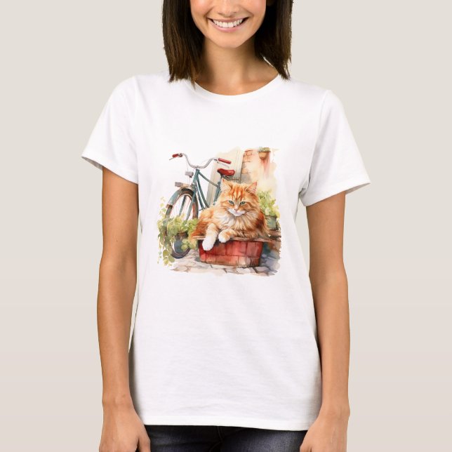 Katze 1 im Herbst T - Shirt (Vorderseite)
