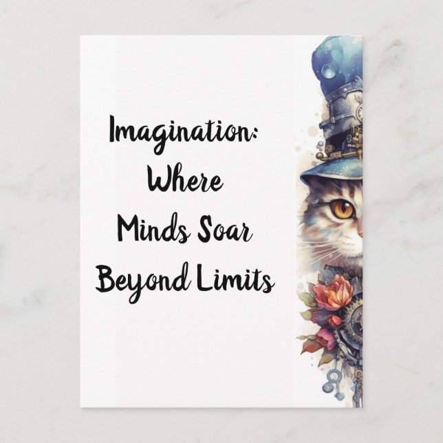 Katze 2 Kätzchen mit Rose und Oberhut Wasserfarbe Postkarte (Vorderseite)