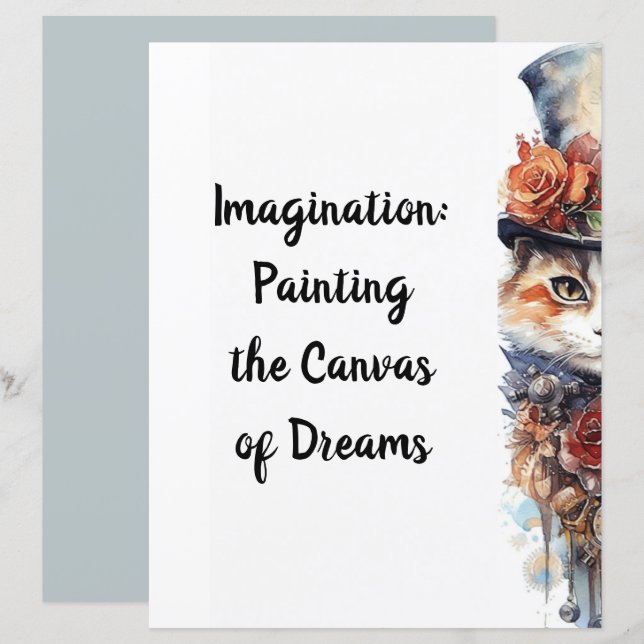 Katze 3 Kätzchen mit Rose Aquarell (Vorne/Hinten)