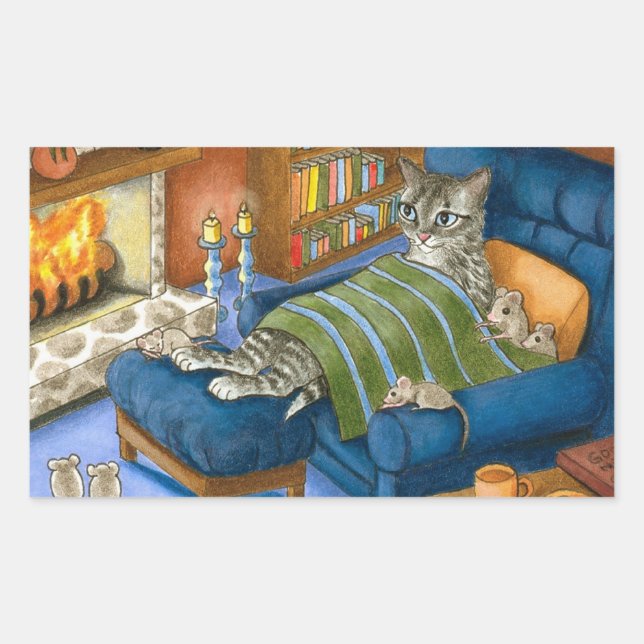 Katze 459 rechteckiger aufkleber (Vorderseite)