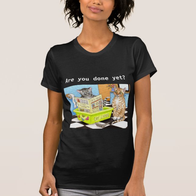 Katze 464 schwarzer T - Shirt (Vorderseite)